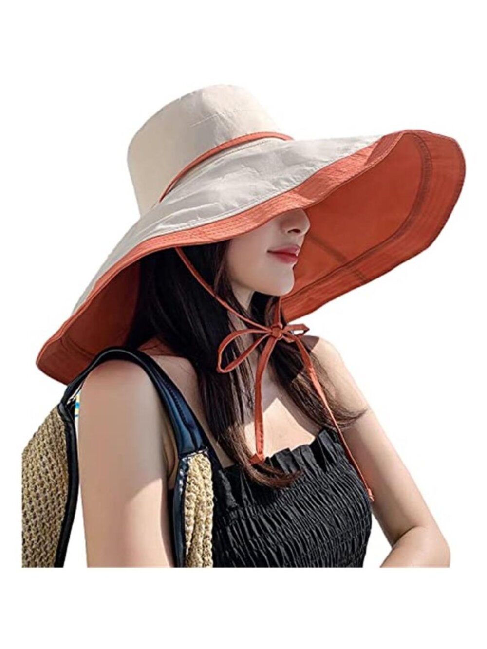 Women's Summer Vacation Wide Brim Sun Hat Reversible Hat